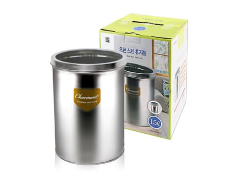 Open Top Stainless steel trash can _ 15L